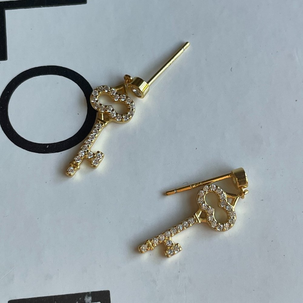 925 gold filled key earrings
